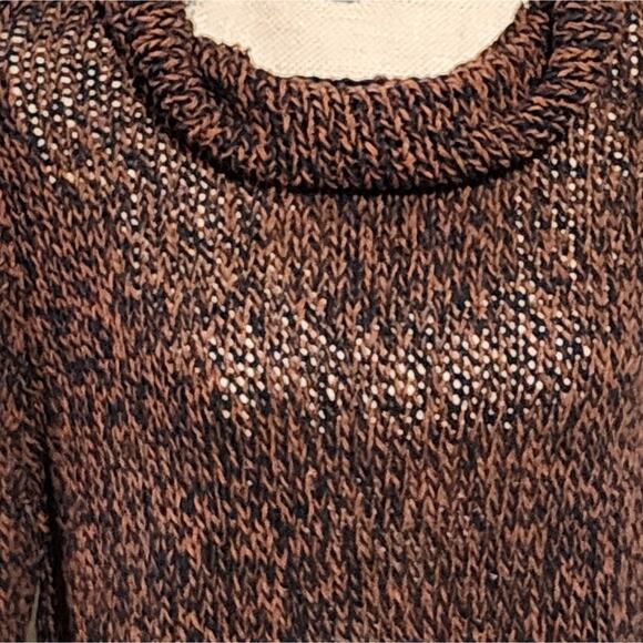 Eileen Fisher Organic Cotton Brown and Black Cowl Neck Sweater Size Medium - Picture 4 of 6